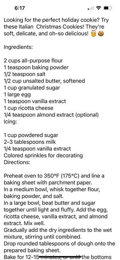 the recipe for christmas cookies is shown in black and white