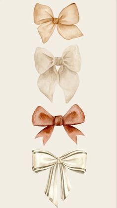 four bows are shown in three different colors