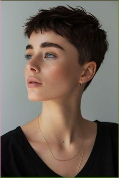 Hairstyles For Very Very Short Hair, Trend Short Hair Styles 2024, Super Short Womens Hair, Very Short Haircut Women, Female Buzzcut Aesthetic, Short Hair With Fade, Pixie Hair Women, Buzz Cut On Women, Short Hair For Fine Straight Hair