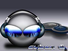 an image of headphones with city skyline in the background and text that reads listen to music