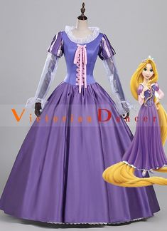 the princess aurora cosplay costume is shown in purple