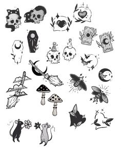 a bunch of different tattoos on a white background