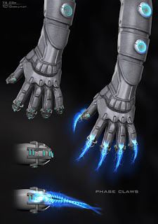 an image of a futuristic hand with blue lights