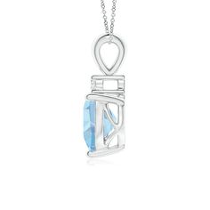 This shimmering pendant holds a single round diamond that sits above an elegant heart-shaped aquamarine. This pendant is suspended from a matching cable-link chain. A classic piece of everyday luxury and the birthstone for March. Style ID: N220015SWLQ0118Metal: SilverMetal Color: WhiteRhodium Finish: YesNecklace Length: 18 InchesStone(s): Aquamarine Total Weight (CT. T.W.): 1.25 ctStone Dimension: 7mmStone Shape: HeartStone Color: Aquamarine BlueStone Setting: Prong Set Jewelry Promotion, Everyday Luxury, Everyday Luxuries, Engraved Items, March Birth Stone, Diamond Gemstone, Link Chain, Round Diamond, Prong Setting