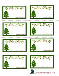 christmas tree name tags with green and white background