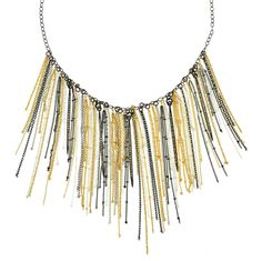 With all the drama of the final Aria, this stunning necklace sparkles and shines with hand picked delicate chains in 14K gold fill, sterling and oxidized silver, and diamond spikes. Even worn with your simple tee, you'll be the star in this feminine, edgy stunner! Handcrafted in Mabel's San Francisco atelier. Gold Oxidized Finish Necklaces For Party, Gold Oxidized Finish Necklace For Party, Waterfall Necklace, Simple Tees, The Drama, Oxidized Silver, Stunning Necklace, The Star, Tassel Necklace