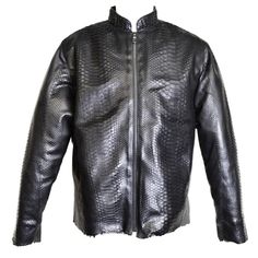 Dark 8 Fabric Finished Python Skin Biker Jacket Luxury Fitted Black Biker Jacket, Fitted Luxury Black Biker Jacket, Black Fitted Outerwear For Motorcycling, Designer Long Sleeve Leather Jacket For Biker Events, Luxury Long Sleeve Biker Jacket For Biker Events, Designer Black Fitted Biker Jacket, Designer Fitted Black Biker Jacket, Luxury Winter Outerwear For Biker Events, Luxury Fitted Outerwear For Biker Events