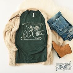 Go Tell It On The Mountain Christmas, Christian Christmas Tshirt, Cricut Christmas Shirts, Christian Christmas Shirts, Christ Is Born, Christian Tshirt Design, Christian Tshirt, Tshirt Design Inspiration, T Shirt Png