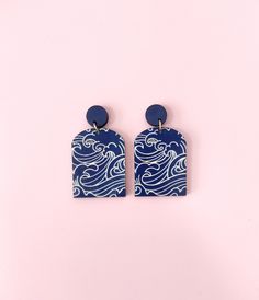 Acrylic Laser Cut Design, Japanese Ocean Waves, Japan Earrings, Drawing Waves, Japanese Jewellery, Japanese Ocean, Japanese Drawing, Japanese Earrings, Artistic Earrings