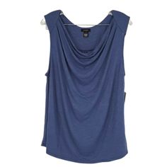 Nwt Halogen Cowl Neck Sleeveless Shell Top In Blue Bijou Size: Large * Small Hole On The Rear * New With Tags Rayon/Spandex Uofp5 Blue Sleeveless Vest Top, Sleeveless Ribbed Top, Chiffon Tank Tops, Layered Tank Top, Beige Blouse, Shell Top, Shell Tops, White Crewneck, Scoop Neck Tank Top