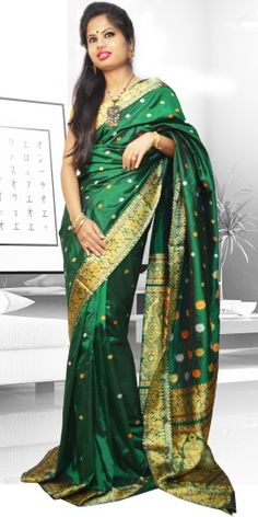 Beautiful Green colour Assam Silk Pat saree with artistic Suta Work giving a gorgeous look to the saree. This collection is perfect for any festive occasion. The Saree comes with matching blouse piece, the blouse shown in the image is just for display purpose.Slight colour variation may be there in display & actual. Green Saree, Forest Green, Green Colors