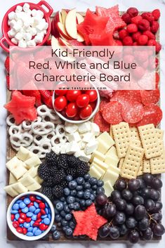 a kid friendly red, white and blue charcute board