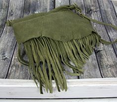 Green Leather Hobo Bag  - Medium Crossbody Bag with Tassel Cross body bag made from genuine green leather - green distressed leather. * Zip closure on the top * Includes internal pockets for mobile phone and other small items. Dimensions: height:21,5 cm (8 in) max width: 28 cm (11 in) strap: max 130 cm (51 in) Important note: The flap on the bag may slightly differ because of the natural edge of the leather used to sew it. Boho Cross, Leather Fringe Bag, Fringe Bags, Rustic Boho, Unique Bags, Leather Hobo Bag, Boho Bag, Leather Fringe, Distressed Leather