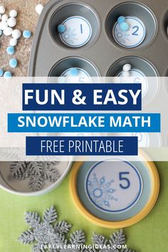 fun and easy snowflake math printable for kids to practice number recognition skills