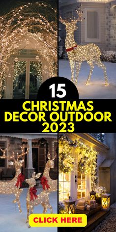 christmas decorations and lights in front of a house with the words 15 christmas decor ideas 2013 click here