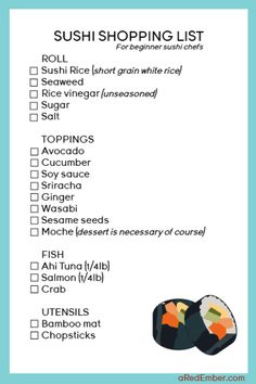 sushi shopping list for beginners