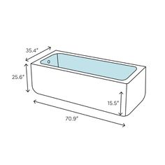 the standard size bathtub is shown with measurements