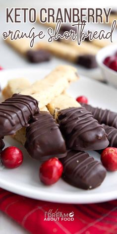 keto cranberry orange shortbread on a white plate