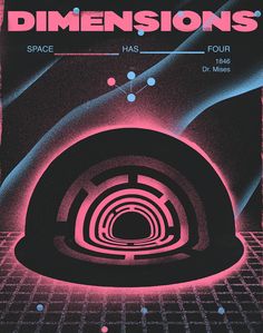 a poster with an image of a black hole in the center and pink light coming from it