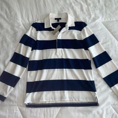 Navy Blue And White Stripe Jcrew Long Sleeve. Size M. Shirt Hasn’t Been Worn Before And Still Has A Tag. 100% Cotton Material. Preppy Navy Cotton Top, Preppy Long Sleeve Cotton Tops, Preppy Cotton Long Sleeve Tops, Blue Crew Neck Preppy Tops, Preppy Blue Crew Neck Tops, Blue Preppy Crew Neck Top, Preppy Relaxed Fit Cotton Tops, Blue Long Sleeve Preppy Tops, Preppy Blue Long Sleeve Tops