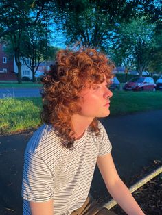 Curly Hair Mullet Haircut, Shag Hairstyle Curly Hair, Curly Mullet Masc, Shag Curly Hair Men, Women’s Curly Mullet, 80s Curly Mullet, Grown Out Curly Mullet, Lesbian Mullet Haircut Curly, Mens Curly Shag