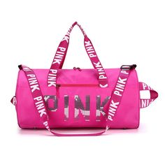 High quality Women gym beg Pink  Symbol duffle beg. Made waterproof polyester. Light weight sports fitness beg. It is unbranded. Made in china .Big size- 19 inch x 10 inch x 9 inch.  It has closer side zipper.  It has big shoulder belt too.  I f any question  let us know. It is import from china. china brand. Pink Duffle Bag, Pink Gym, Sequin Bag, Pink Workout, Purple Backpack, Training Bags, Duffel Bag Travel, Wholesale Bags, Bag Packaging