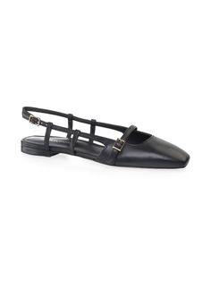 Our Mary Jane is not only stylish but also comfortable. It features a closed-toe, slingback flat with multiple adjustable buckles for optimizing fit, a stacked heel, and our twice-patented invisible insole that ensures maximum comfort all day long. Material: Nappa Style: Flat Heel: 10mm (0.4'') Imported Black Slingback Heels, Leather Mary Jane Flats, Slingback Flats, Black Shoes Women, Black Ballet Flats, Blue Flats, Mary Jane Flats, Leather Mary Janes, Slingback Heel