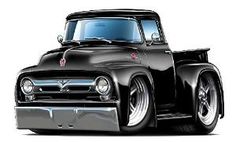 an old black truck with chrome rims on it's hood and front end