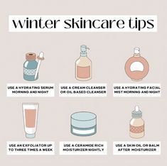 "Keep your skin soft and moisturized during the colder months with these simple yet effective winter skincare tips! Use a hydrating serum and facial mist morning and night, opt for a cream or oil-based cleanser, and exfoliate up to three times a week. Incorporate a ceramide-rich moisturizer nightly and seal the moisture with a skin oil or balm for an extra hydration boost. Stay radiant all winter long!"#WinterSkincare #HydrationTips #Moisturize #SkincareRoutine #GlowingSkin #DrySkinCare #WinterBeauty #SkinCareTips #HealthySkin Skin Care Routine For Winters, Winter Body Care Dry Skin, Skincare Tips For Winter, Winter Dry Skin Remedies Faces, Dry To Normal Skin Care Routine, Skin Care For Normal To Dry Skin, Winter Skincare Routine Dry Skin, The Dallas Esthetician, Winter Skincare Aesthetic