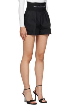 Alexander Wang: Black Pleated Shorts | SSENSE Modern Black Shorts For Workwear, Modern Black Workwear Shorts, Modern Black Shorts For Spring, Modern Spring Shorts With Belt Loops, Chic Black Bermuda Shorts For Spring, Modern Black High-waisted Shorts, Modern Spring Shorts, High-waisted Bermuda Shorts With Elastic Waistband For Work, Modern Short Leg Shorts For Spring