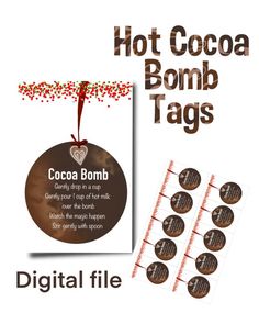 the chocolate bomb tags are on display