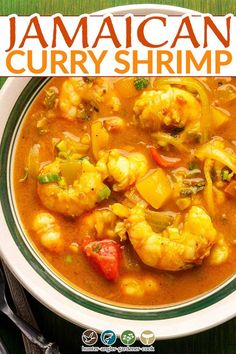 the cover of jamaican curry shrimp