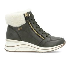 Remonte Eleni D0T77-52 Sneaker Boot (Women) - Leaf/Cotton Boots - Casual - Mid - The Heel Shoe Fitters In The Winter, Fur Collar, Fur Collars, Casual Boots, The Eye, Lace Up Boots, Leather Material, Smooth Leather, The Winter