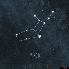 the zodiac sign virgo is shown in the night sky