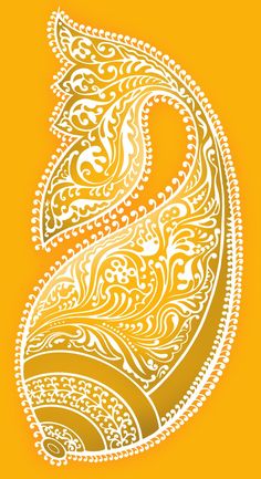 the letter s is made up of paisley patterns on an orange background with white lettering