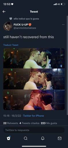 two people kissing each other on twitter