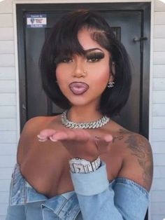 Roaring 20s Hairstyles For Black Women, Side Part Bob With Bangs, Bob Hairstyles For Black Women, Short Sassy Hair, Sassy Hair, Dope Hairstyles, Hair Laid