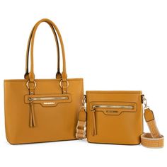 Click here to see all of our items: Visit Our Store Elevate your style with Montana West 2Pcs Handbags Set for Womenexuding timeless charm and unmatched quality. Rely on these fashion essentials to not only look good but also provide the perfect fit. Our signature high-rise design is meticulously crafted for exceptional comfort, catering to every body type with precision. From casual outings to special occasions, these Purses seamlessly blend enduring fashion with a commitment to quality that yo Yellow Rectangular Bag With Top Carry Handle, Yellow Large Capacity Tote Bag, Yellow Shoulder Bag With Top Carry Handle For On-the-go, Yellow Tote Satchel With Zipper Closure, Yellow Tote Shoulder Bag With Gold-tone Hardware, Cute Crossbody Bags, Tote Bag Purse, Large Tote Bag, Fashion Essentials