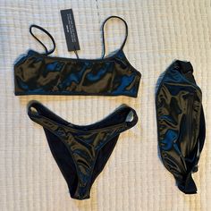 Nwt Triangl Bikini + Matching Fanny Pack Small Top Xs Bottoms Black Rare (As Seen On Kim K In Pink) Fitted Black Swimwear With Boning, Sleek Black Swimwear For Club, Swimwear Black, Triangl Swimwear, Kim K, Small Tops, Fanny Pack, Womens Swim, Pink