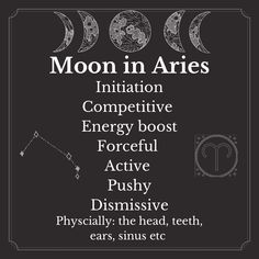 the phases of the moon in aries, which are written on a blackboard