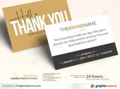 two business cards with the words thank you for your brand name on one side and the other