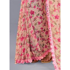 Pink colored saree is prettified with beautiful floral printed with mirror work as shown which makes it appear classy. This saree is made of georgette fabric which is accompanied with silk blouse piece which you can customise as per your design/style. Women can buy this saree to wear for their parties and functions. Note:- The actual product may differ slightly in color and design from the one illustrated in the images when compared with computer or mobile screen. Measurements: Saree : Georgette Saree Georgette, Floral Saree, Mobile Screen, Georgette Saree, Georgette Fabric, Mirror Work, Georgette Sarees, Style Women, Blouse Piece