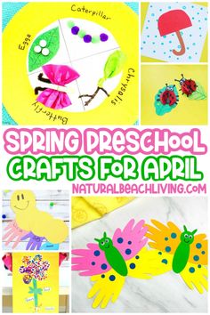 spring preschool crafts and activities for kids to do with paper plates, scissors, umbrellas