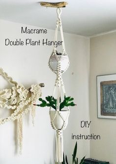 macrame double plant hanger diy instructions for hanging plants in the living room