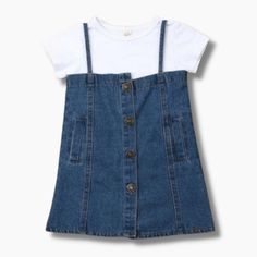 Are you looking for a dress for your toddler or a gift for your friend? Get your little one ready with our cute denim dress. This denim dress is made of good quality cotton and denim material. The material is gentle and comfortable on your girl's skin. It is great for everyday wear. It is comfortable, convenient, and easy to care for and does not show stains adversely. Material: Cotton 1 x Top & 1 x Skirt Spring Cotton Pinafore Dress For Playdate, Cute Short Sleeve Denim Dress, Blue Denim Dress For Playdate, Denim Summer Dress For Playdate, Cute Cotton Denim Dress, Cute Denim Dress For Playdate, Cute Cotton Denim Dress In Denim Blue, Cute Blue Cotton Denim Dress, Cute Denim Blue Cotton Dress