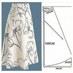 the measurements for a skirt with flowers on it