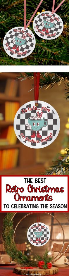 Edit | Funny Christmas Ornament Coffee Lover Gift Sarcastic Holiday Decor Retro Design Quirky Stocking Stuffer Office Party Present Unique Tree