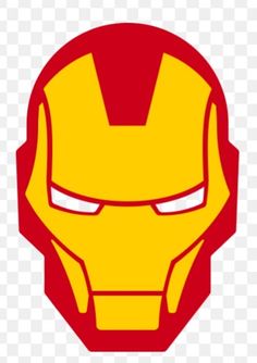 the iron man symbol is shown in red and yellow