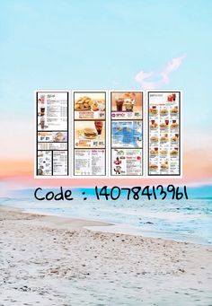 an advertisement for a restaurant called code 407781991 at the beach