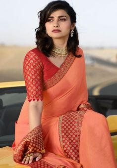 Peach Silk Saree, Indian Blouse Designs, Prachi Desai, Blouse Designs High Neck, Cotton Saree Blouse Designs, Cotton Blouse Design, Blouse Design Images, New Blouse Designs